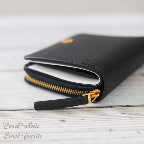 NWT Tory Burch Emerson Saffiano Leather Mini Wallet in Black - Picture 3 of 10